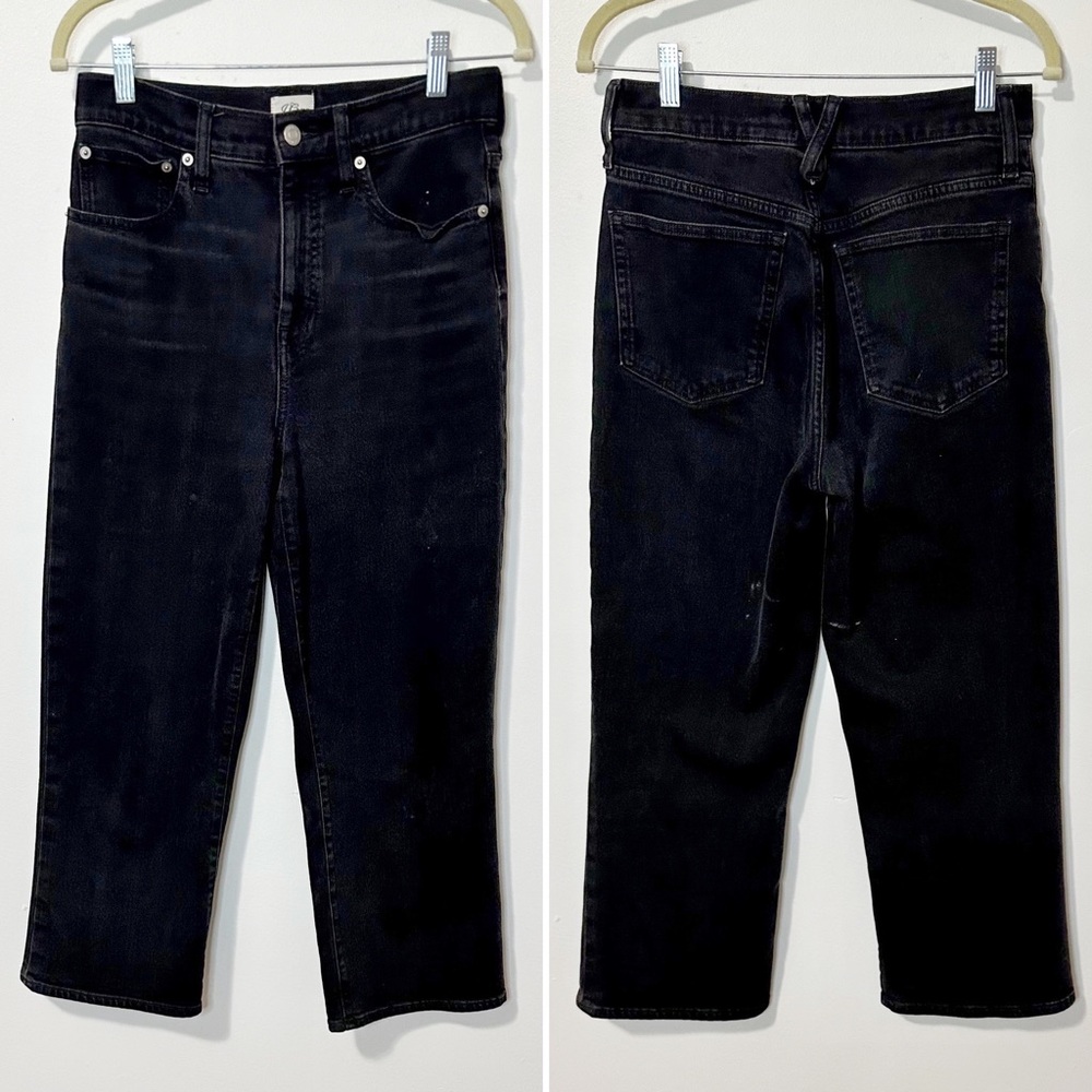 J. Crew Black High-Rise Vintage Black Slim Wide Leg Jeans Size 27